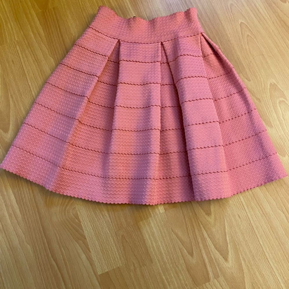 Charlotte Russe Pleated Skater Skirt Textured Coral Party Cocktail Small PINK